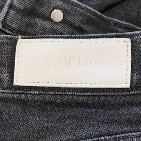 Re/Done High Rise Straight Ankle Crop Black DistressedVintage Black Wash Size 26 - Picture 15 of 16